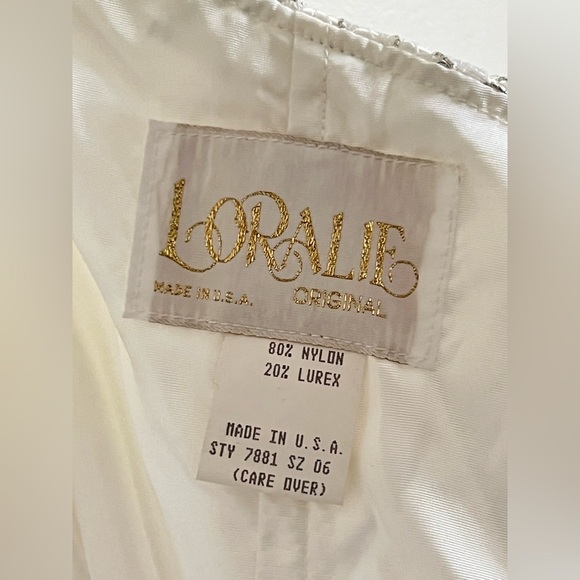 LORALIE Sweetheart Wedding Dress‎ 6 Vintage Embellish Metallic Lace Brocade Slip - Picture 9 of 17